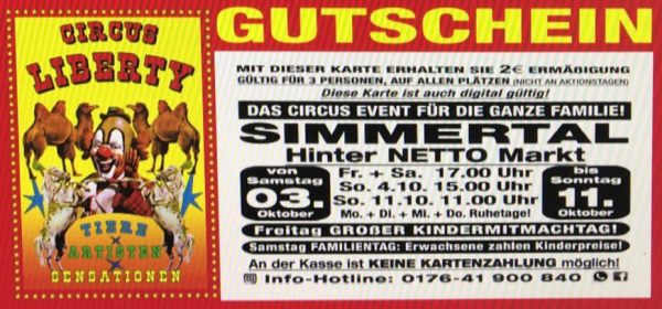 2026 Circus Liberty, Zirkus Landkreis Bad Kreuznach, Simmertal, 03 - 11 Oktober 2026